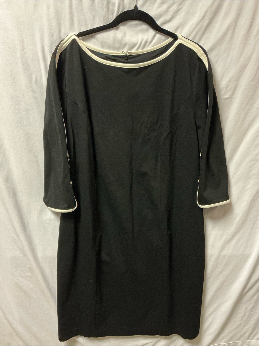 Talbots Black Midi Dress with Cream Trim